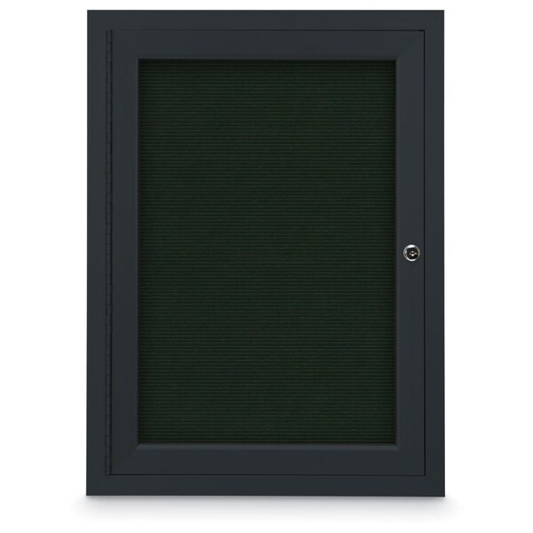 24"x36" 1-Door Enclosed Outdoor Letterboard, Header, Green Felt/Black